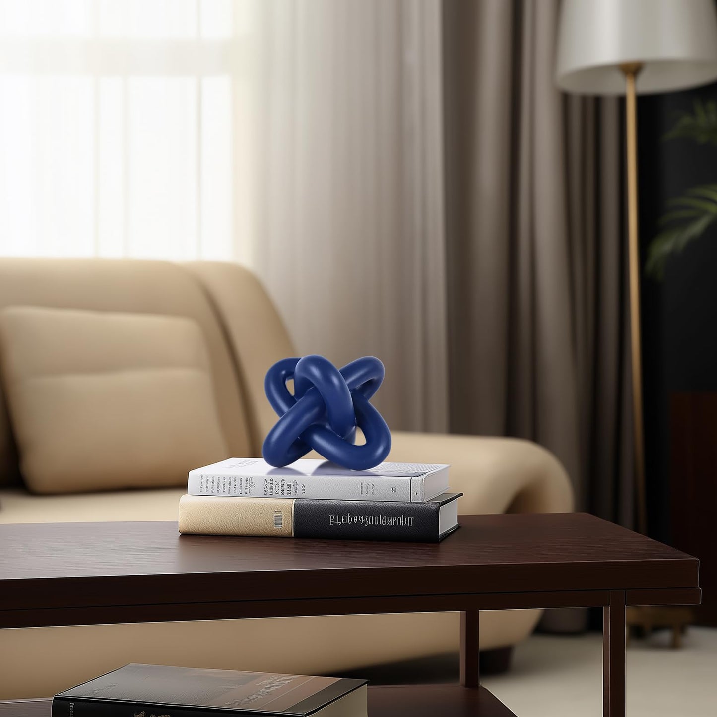 DOVDOV Blue Knot Sculpture, Three Knot Sculptures, Blue Home Decor Accents, Knot Sculptures for Rustic-Style Coffee Tables, Living Room Dining Tables, Entrance Hall Shelves, and Small Decorations.