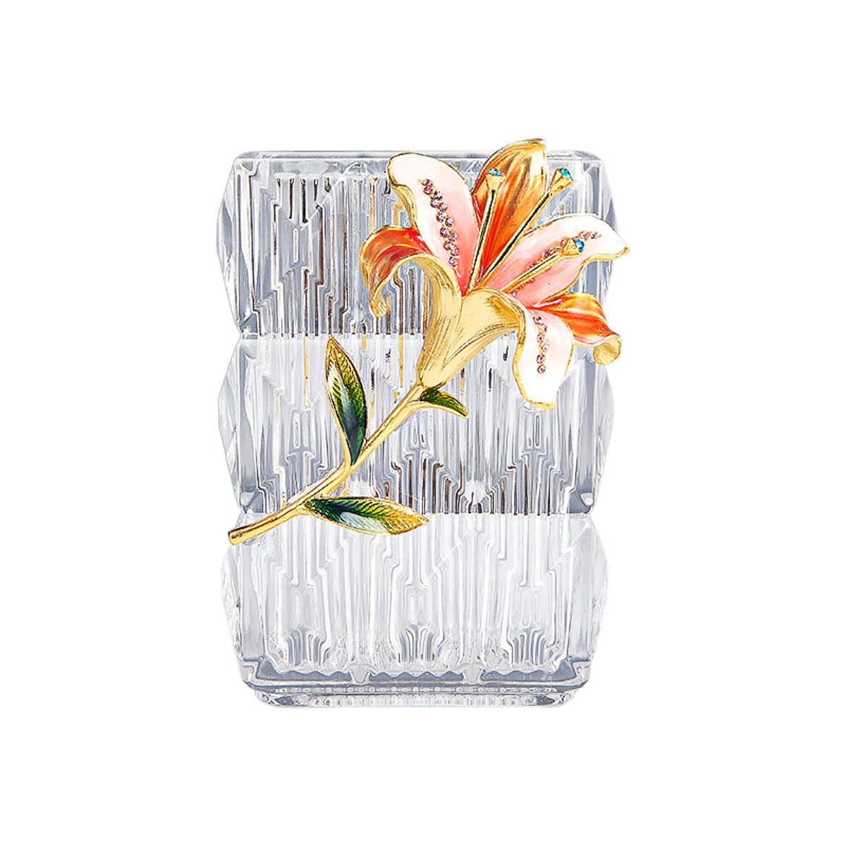 Bling Enamel Crystal Glass Vase – Flower Vase Floral Decor Luxury Home Deco with Handcrafted Enamel Art for Living Room, Office, and Entryway (12 * 6CM)