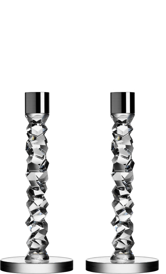 Orrefors Carat 7.25 Inch Candlestick Pair, Small