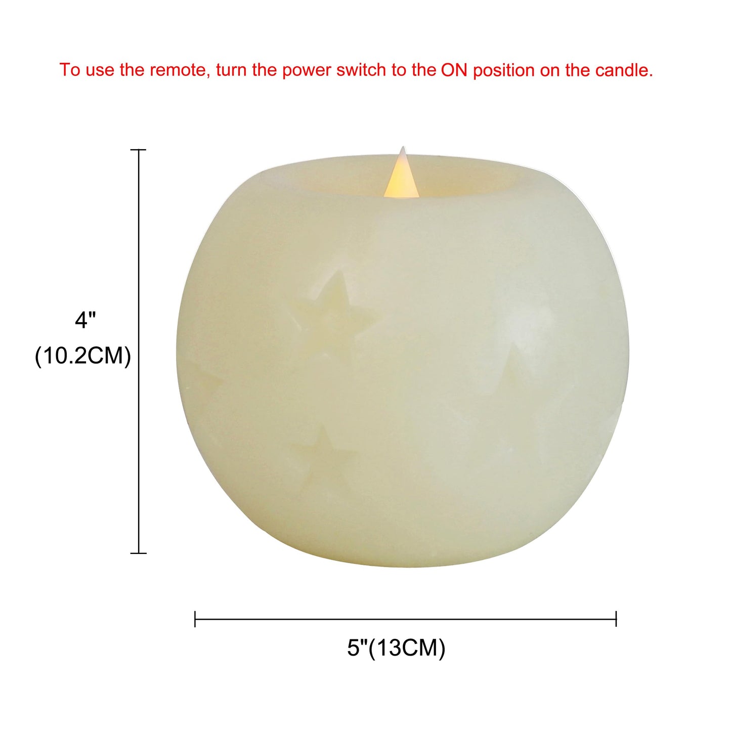 CVHOMEDECO. Moon Sphere Wax LED Dancing Flame Candle Ball, 5" Dia. X 4" H