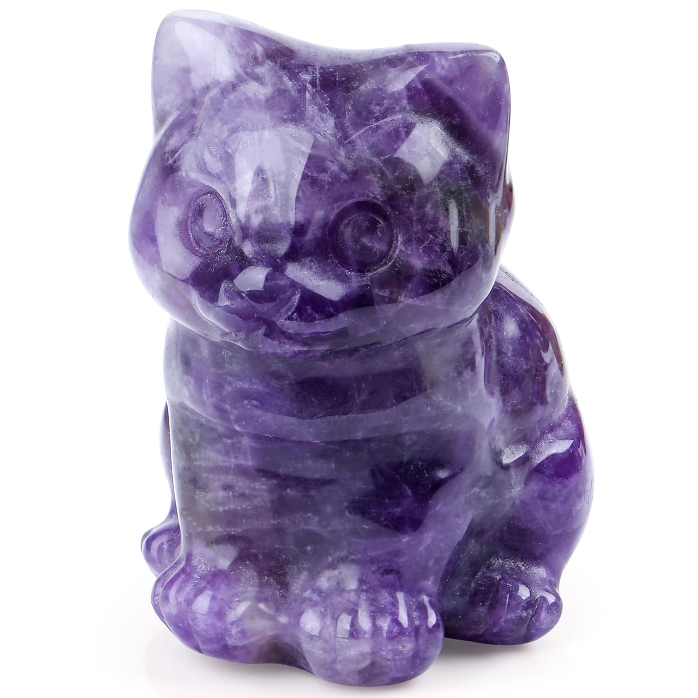 DUQGUHO Purple Cat Decor Amethyst Cat Crystal Figurines CuteCrystals Gifts for Cat Lovers Men Women Lucky Cute Cat Statue Decor 1PC