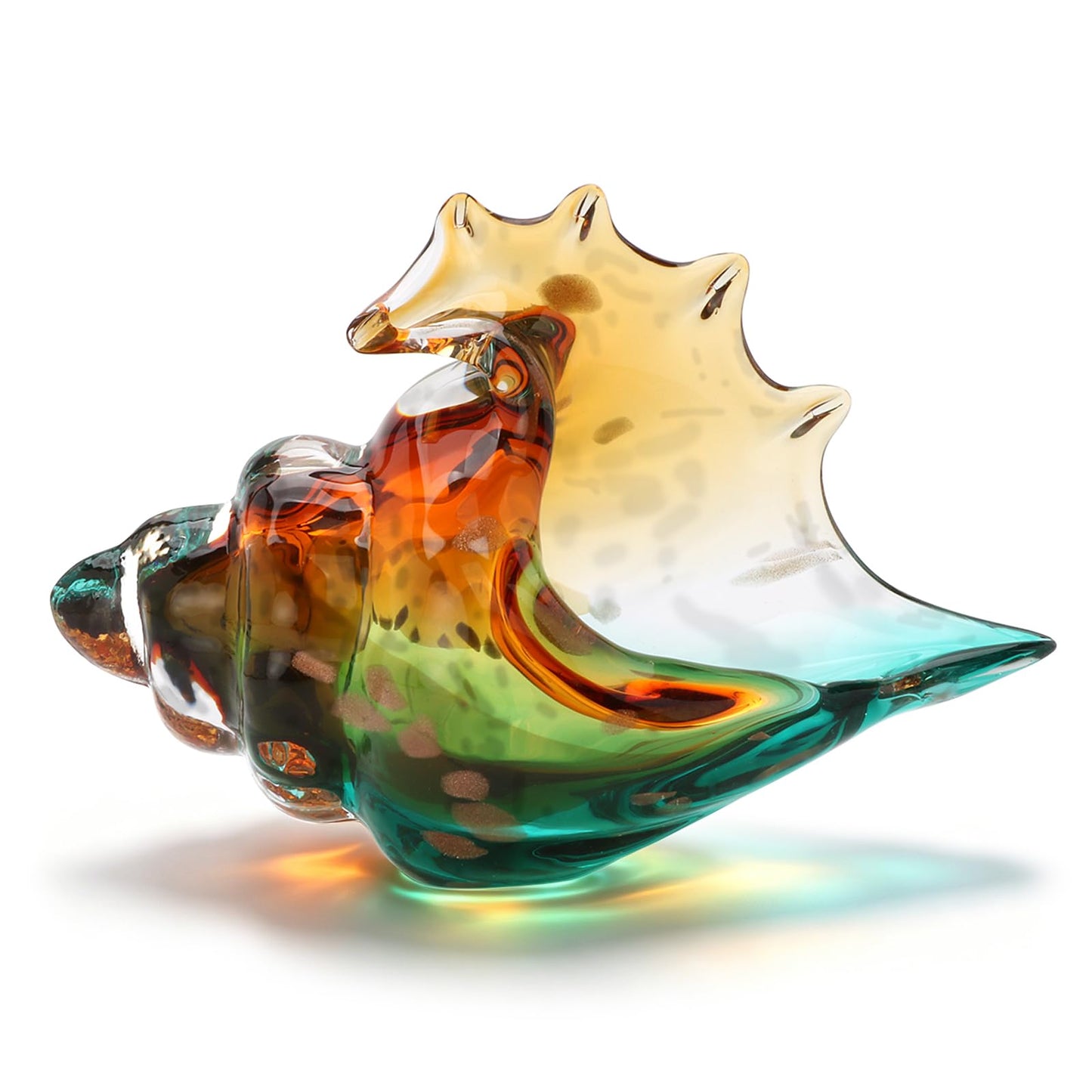Hand Blown Glass Seashell Statue for Coastal Home Decor, Glass Sea Shells