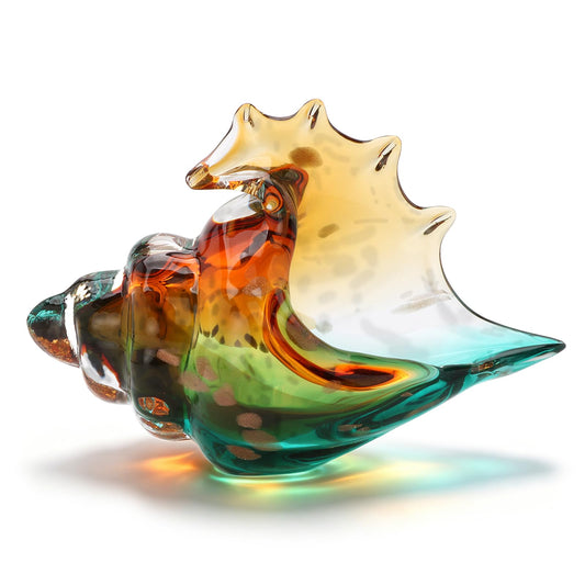 Hand Blown Glass Seashell Statue for Coastal Home Decor, Glass Sea Shells
