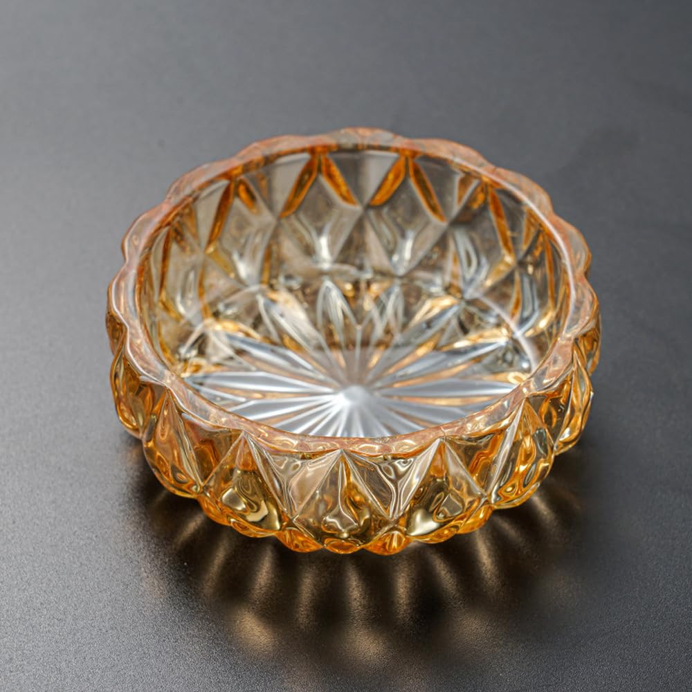 ZUOLUO Amber Crystal Glass Jewelry Box, Jewelry Jar with Lid, Jewelry Dish Jewelry Tray Ring Holder, Jewelry Organizer Holder for Rings Bracelets Necklaces Pendants, Storage Jar for Tabletop (B)