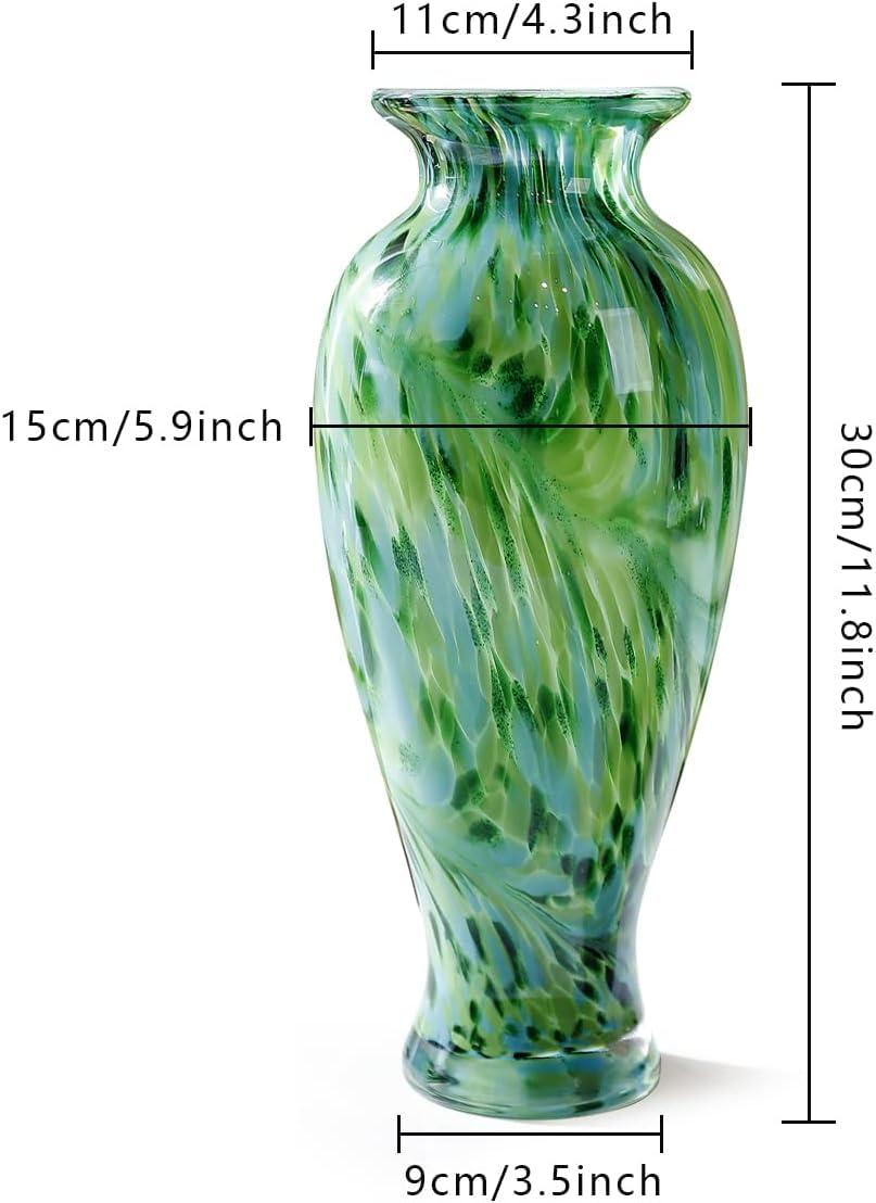 Classic Design Glass vase 11.8“ Green