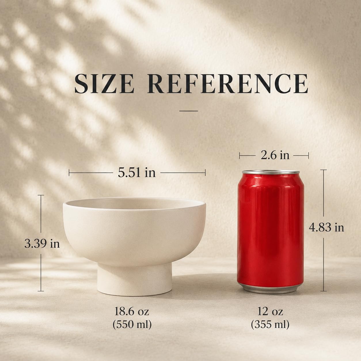 WENSHUO High-foot Deep Fruit Bowl, Ceramic Pedestal Decorative Bowl, Round Bowl for Salad, 5.5" Small Size, Matte Crème (Matte Crème, 5.5")