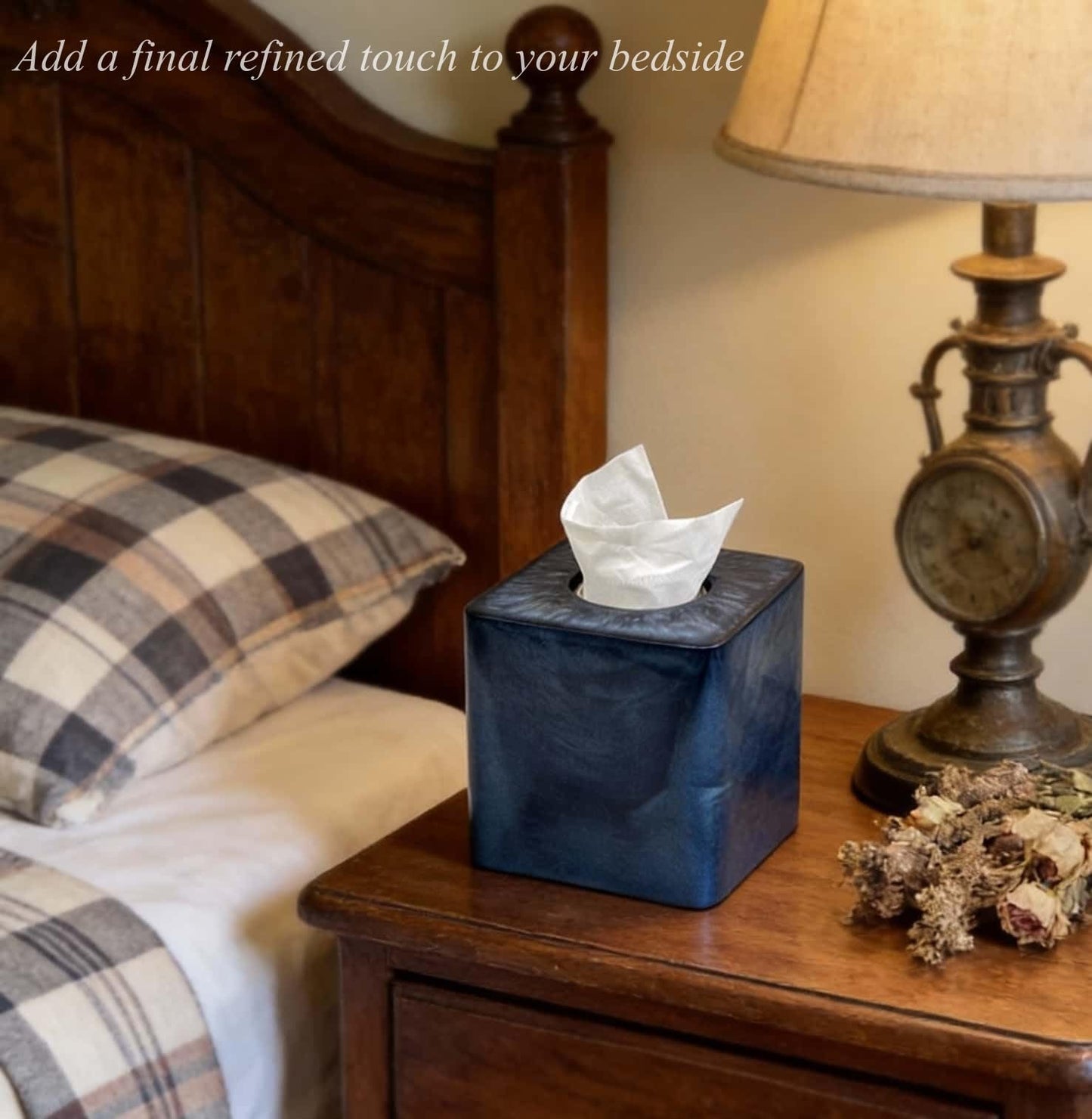 Navy Blue Pearl Swirl Square Tissue Box Cover Holder with Open Bottom.Modern Resin Tissue Box Cube Dresser Accessories for Bathroom Livingroom Kitchen Office,Home Decor Gifts