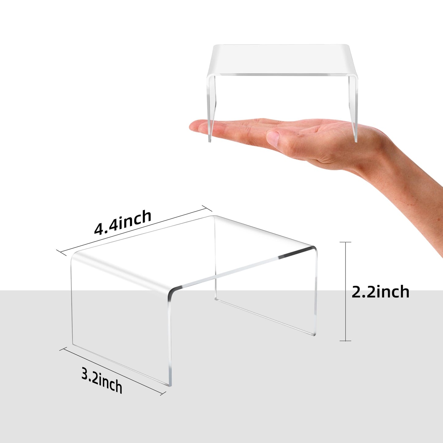 CLAY TONIC 12-PC Clear Acrylic Display Risers for Funko POP figures,Retail Display, Display Riser Shelf Showcase Fixtures for Jewelry(2''x3''x4'') (12 PC)