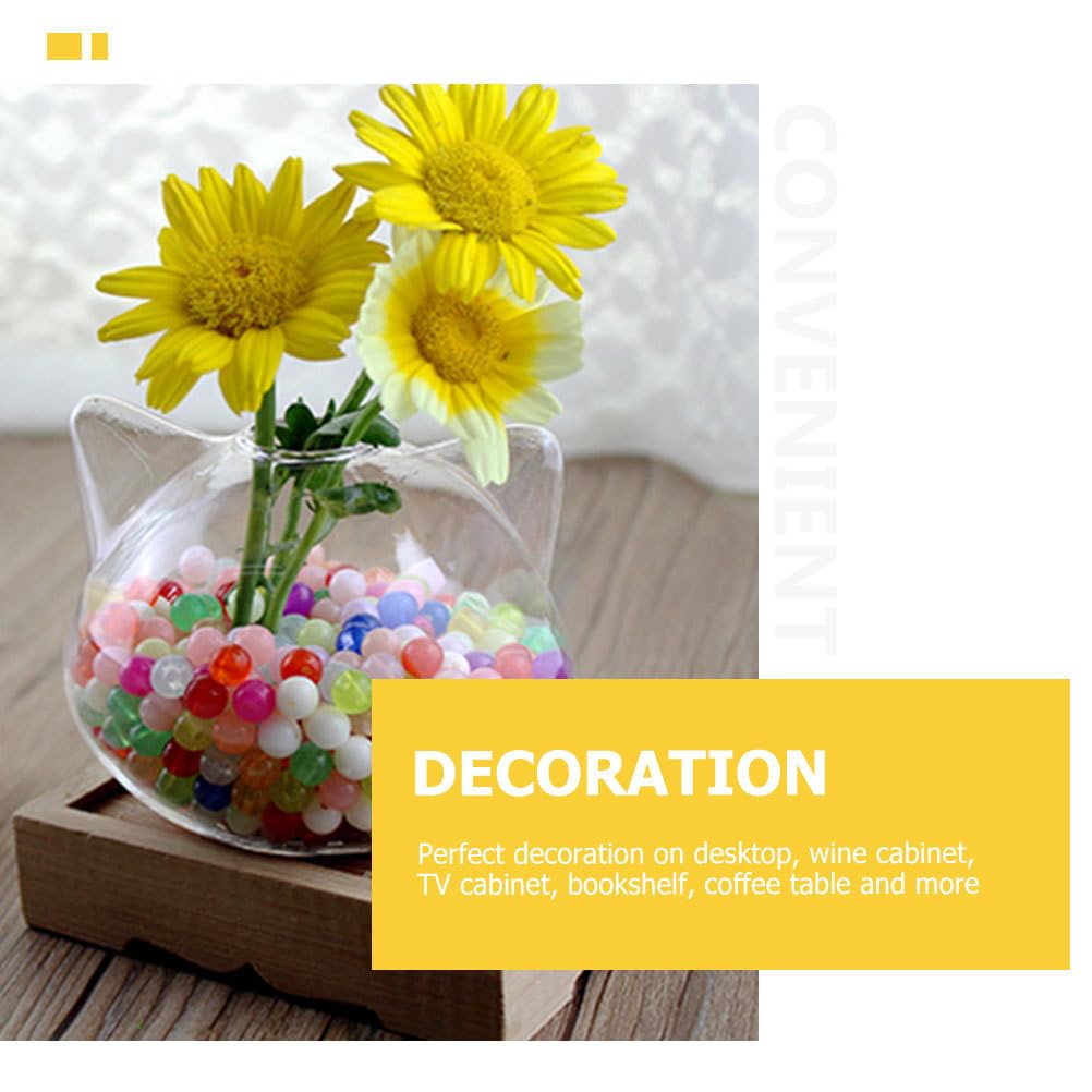 FOMIYES Cat Shaped Glass Vase 3.9 Inch Small Decorative Flower Vase Hydroponic Planter for Home Office Desk