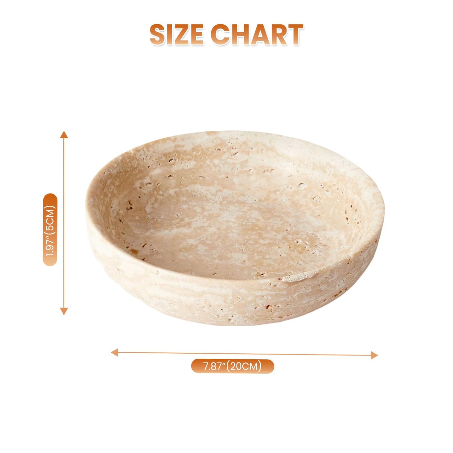 Takywep Natural Travertine Decorative Bowls Modern Centerpiece Bowl for Home Decor Multipurpose Fruit and Key Holder Ideal for Entryway, Coffee Table, Kitchen Counter, Dining Table, Key Bowl