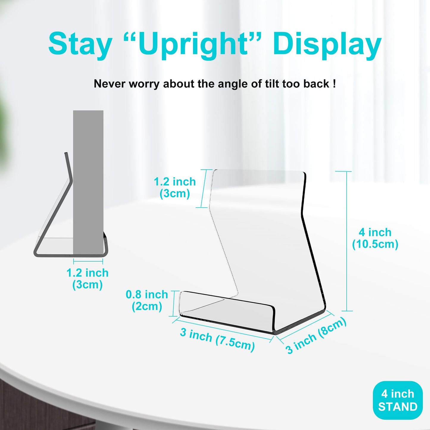 Boloyo Acylic Upright Display Stand, 6PC 4 Inch Clear Display Holder Easel Base Picture Frame for Home Office School Store to Display Book, Vinyl Record, Album, LP Cover, Artworks, CDs