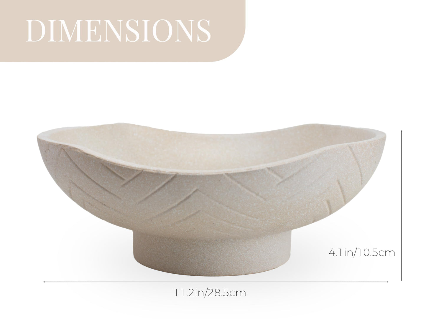 GLIMSDEER Minimalist Decorative Pedestal Bowl, 11.2''D Resin Wavy Catch All Bowl for Keys, Candles, Boho Large Dish for Coffee Table Centerpiece, Entryway Console Table, Beige White