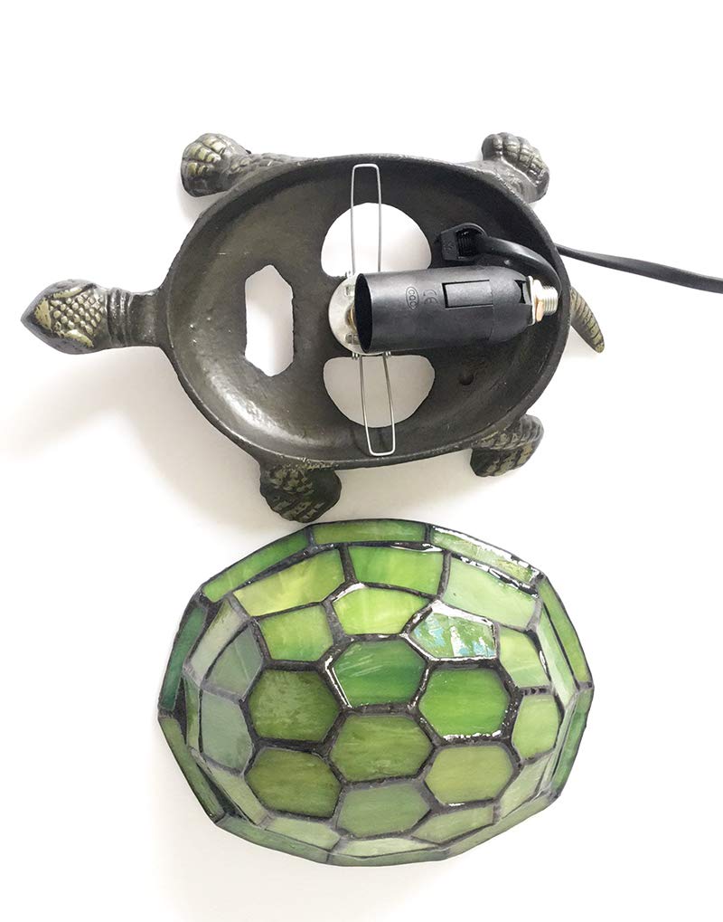 HUIMEIJU Tiffany Tortoise Night Light HMJ8049 Stained Glass Green Turtle Table lamp