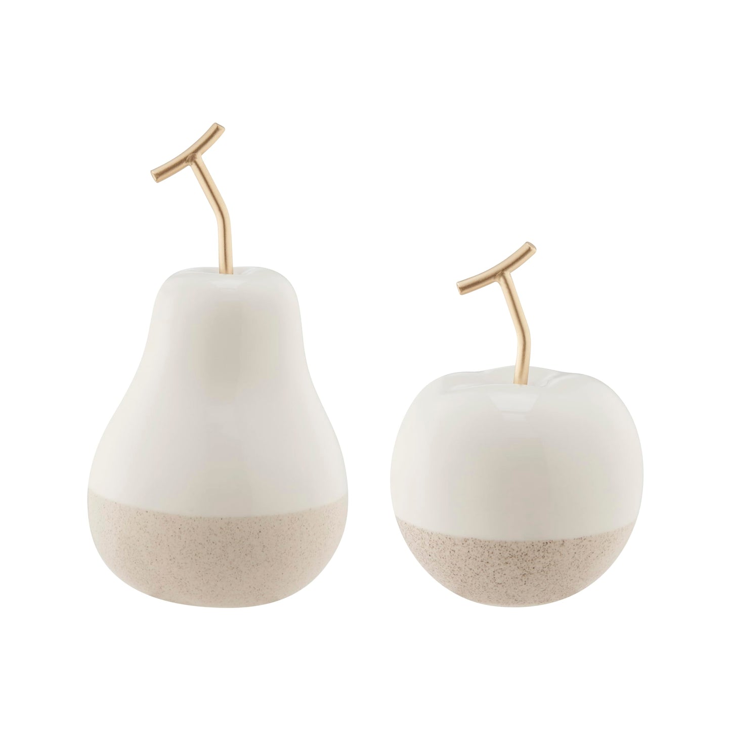 Danya B. Vost Dipped Fruit Decorative Accent Ceramic Sculpture Figure Set of 2 - Small - White/Cream