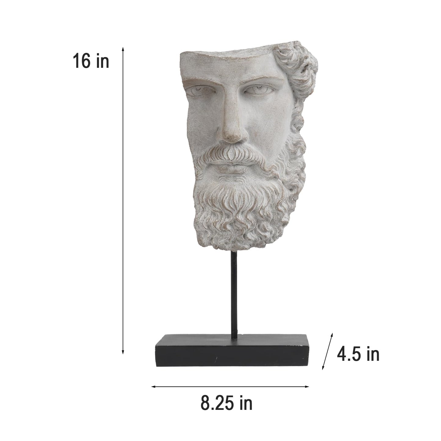 Greek Statue Sculptures Home Decor - Resin Bust Statue Zeus Statue on Metal Pole and Resin Base Greek God Statues for Living Room Shelf Office Table TV Stand Art Decor 8.25*4.5*16 Inch LC Lcdecohome