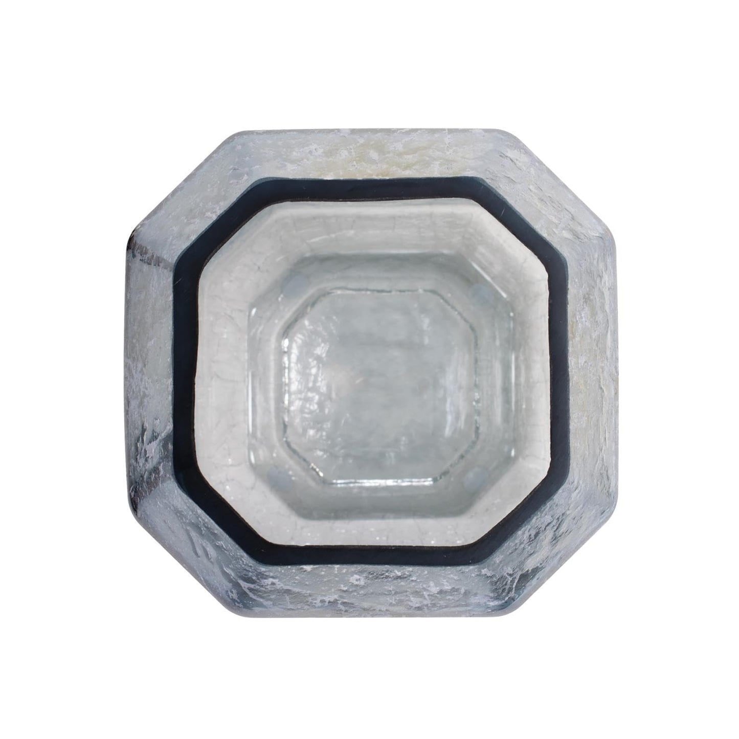 Howard Elliott Collection Lonsdale Iridescent Tall Glass Vase, Arctic Blue Square Vase with Geometric Texture, Decorative Accent for Table, Shelf or Centerpiece, 6.25H x 7.88W x 7.88D, Blue Silver