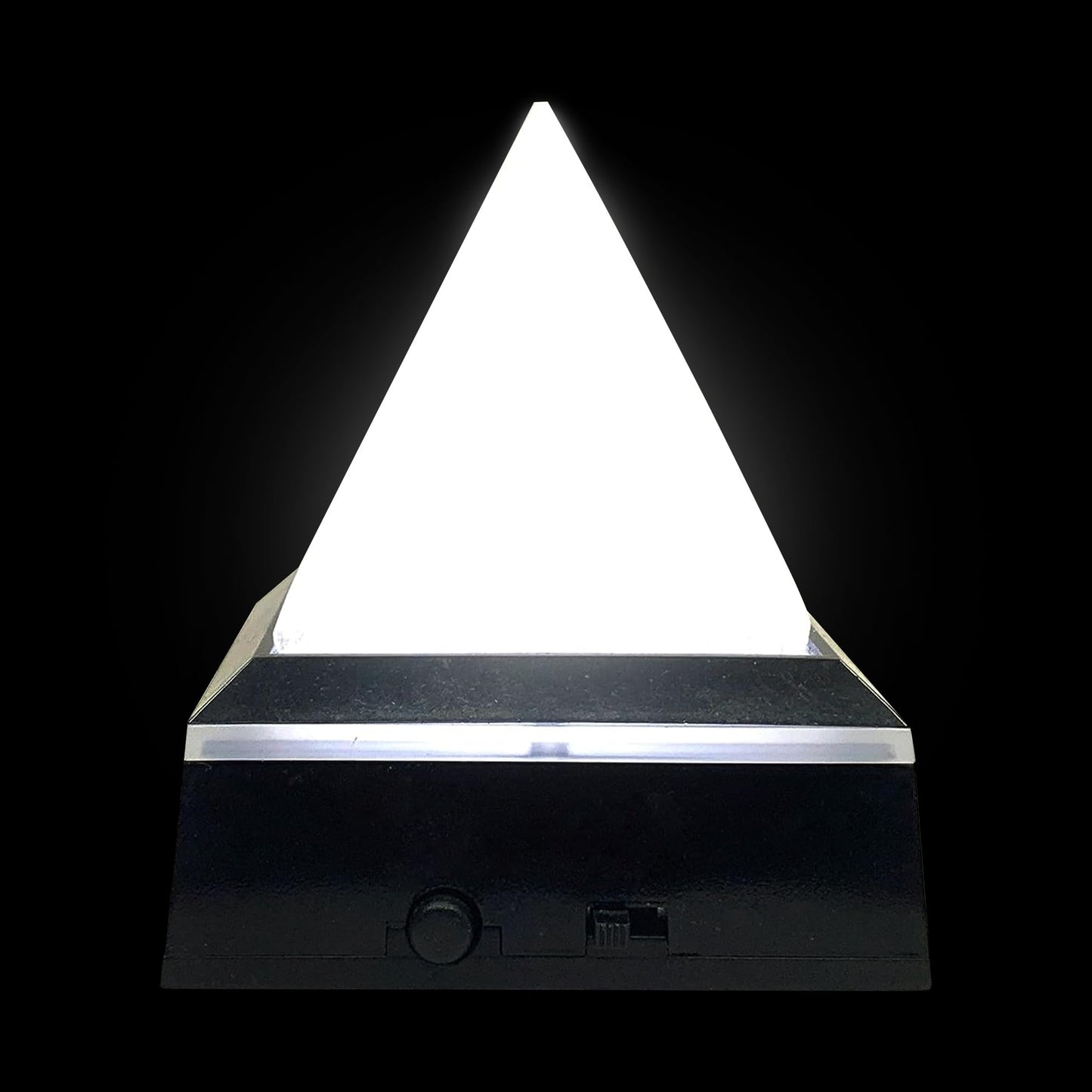 ASENTE 2-Inch Selenite Pyramid w/Mirror Top Lighted Base - Positive Energy Pyramid with LED Light Base - Healing Pyramid Crystal for Meditation and Reiki - Stone Pyramid w/Glass Lighted Platform