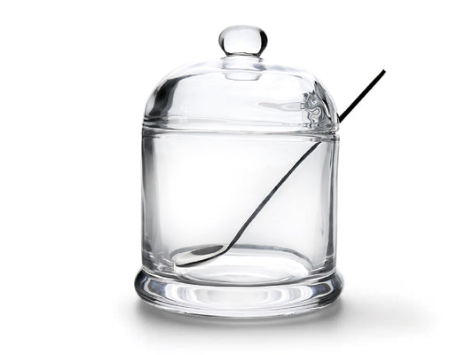 HillSpring Thick Glass Salt Cellar with Stainless Steel Spoon, Clear Container for Kosher, Sea, Himalayan Salt, Sugar, Pepper, Heavyweight Spices Jar, 10 oz (1, Transparent, Medium)
