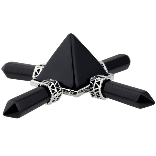 Rockcloud Pyramid Energy Generator, Reiki Chakra Healing Crystal Stone,Black Obsidian