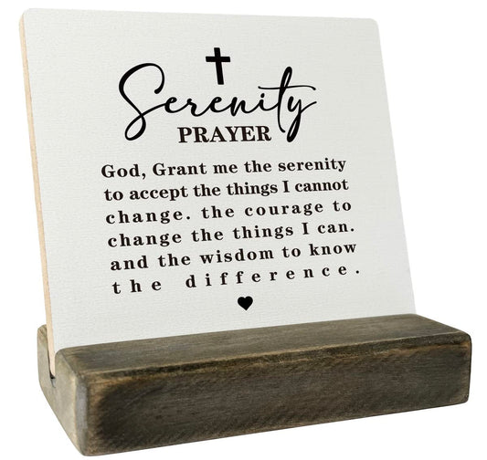 Serenity Prayer Wood Plaque, God Grant Me The Serenity, Inspirational Wooden Stand, Meaningful Sign, Unisex Sobriety & Mental Health Gift