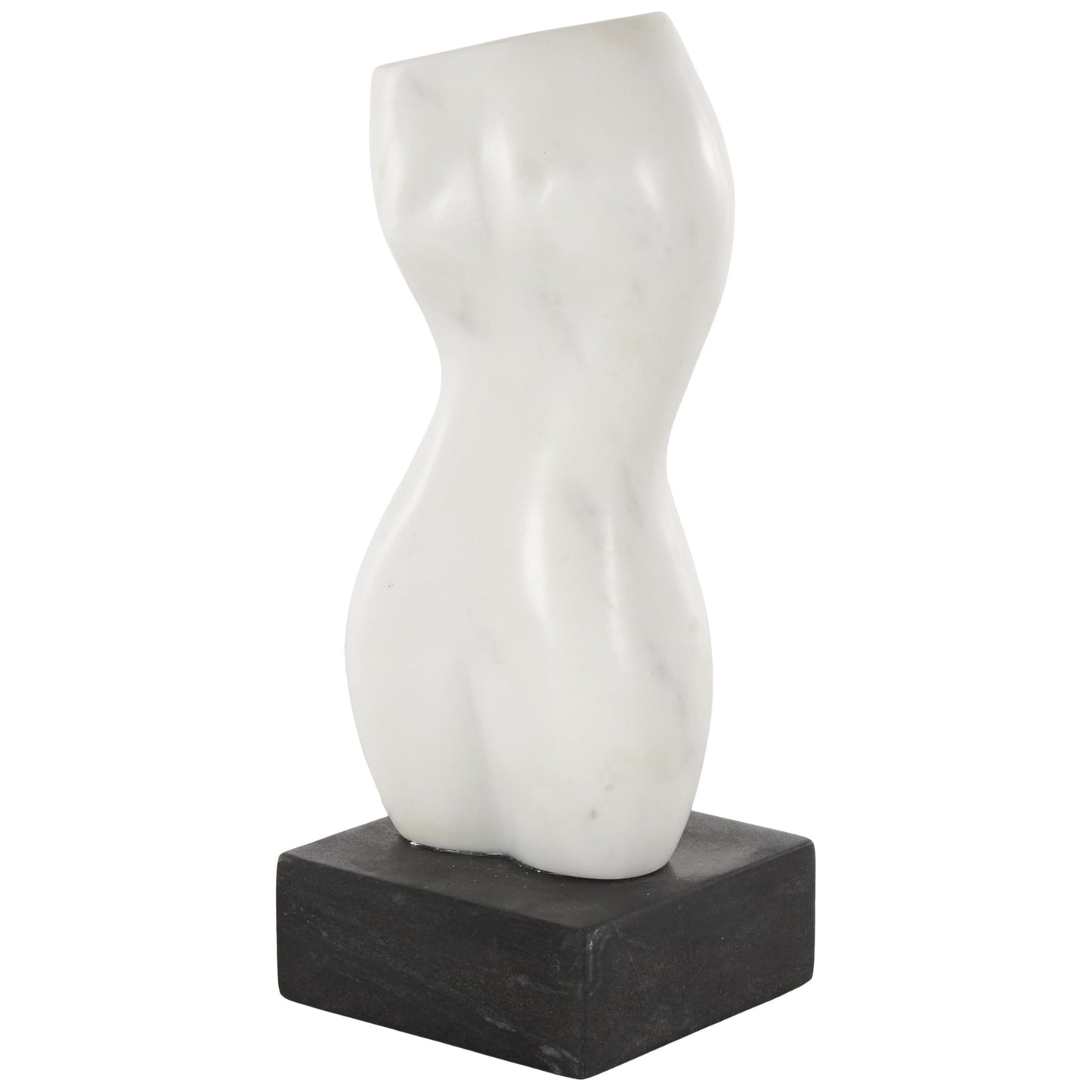 Deco 79 Marble Woman Decorative Sculpture Abstract Female Form Home Decor Statue with Black Block Base, Accent Figurine 4" x 4" x 11", White