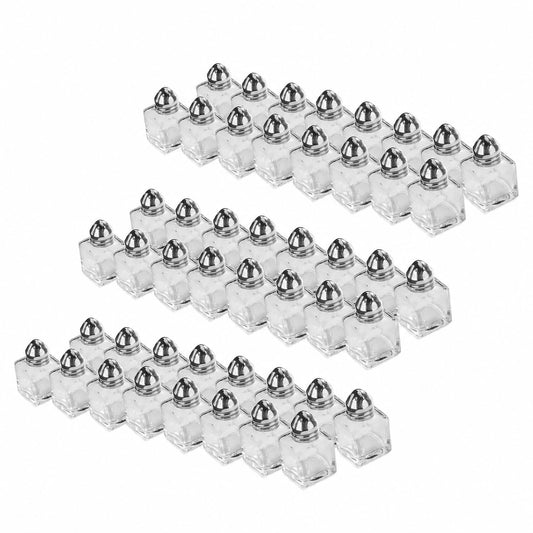 New Star Foodservice Glass Cube Mini Salt and Pepper Shaker with Stainless Steel Top, 0.5-Ounce, Set of 48