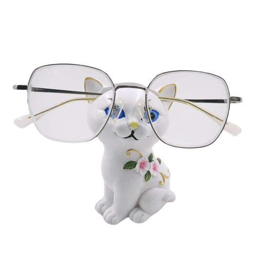 MOSSTYUS Cute Cat Animals Shaped Resin Sunglasses Eyeglass Holder Spectacles Display Stand Glasses Accessories Home Decor,White