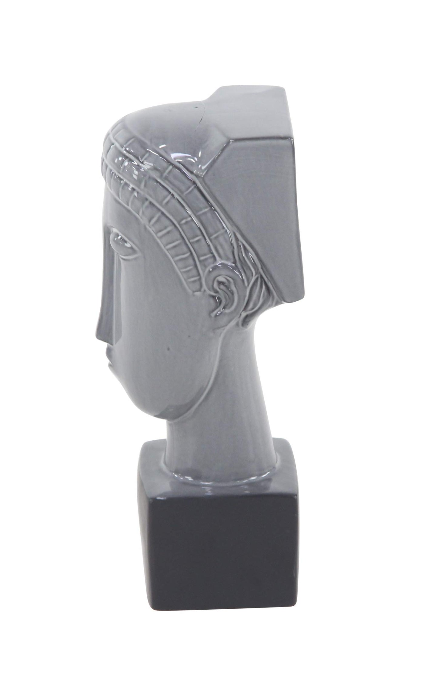 Deco 79 Ceramic People Face Sculpture, 4" x 5" x 12", Gray