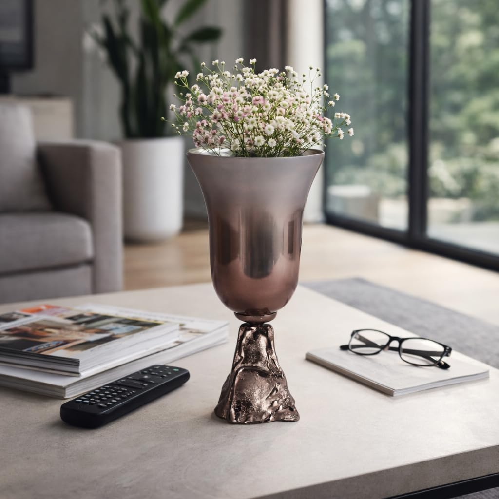 Sagebrook Home Glass Metallic Round 2Tone Chalice Vase