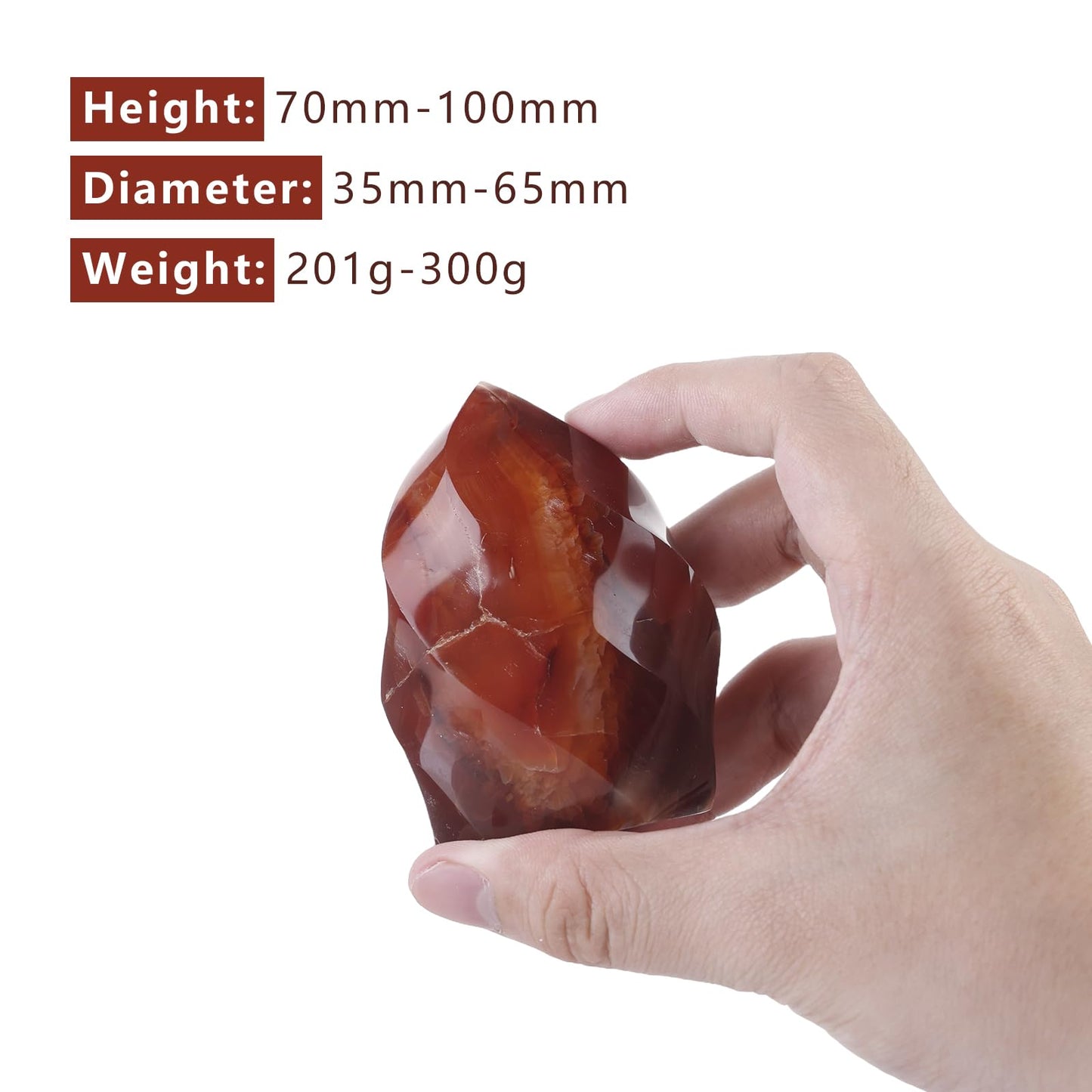 TUMBEELLUWA Carnelian Crystal Obelisk Tower for Shelf Desk Decor, Flame Shaped Crystals and Healing Stones for Positive Energy 0.44-0.66 LBS