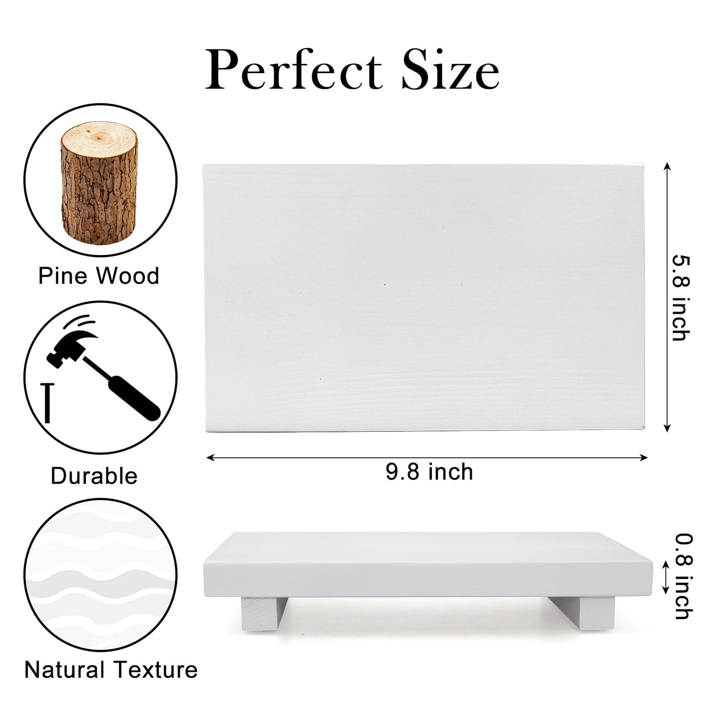 White Wooden Bathroom Tray Wood Riser Pedestal Stand Dish Soap Dispenser Holder for Kitchen Counter Bathroom Decor Decorative Kitchen Sink Countertop Trays Farmhouse Organizer Accessories Vanity Tray