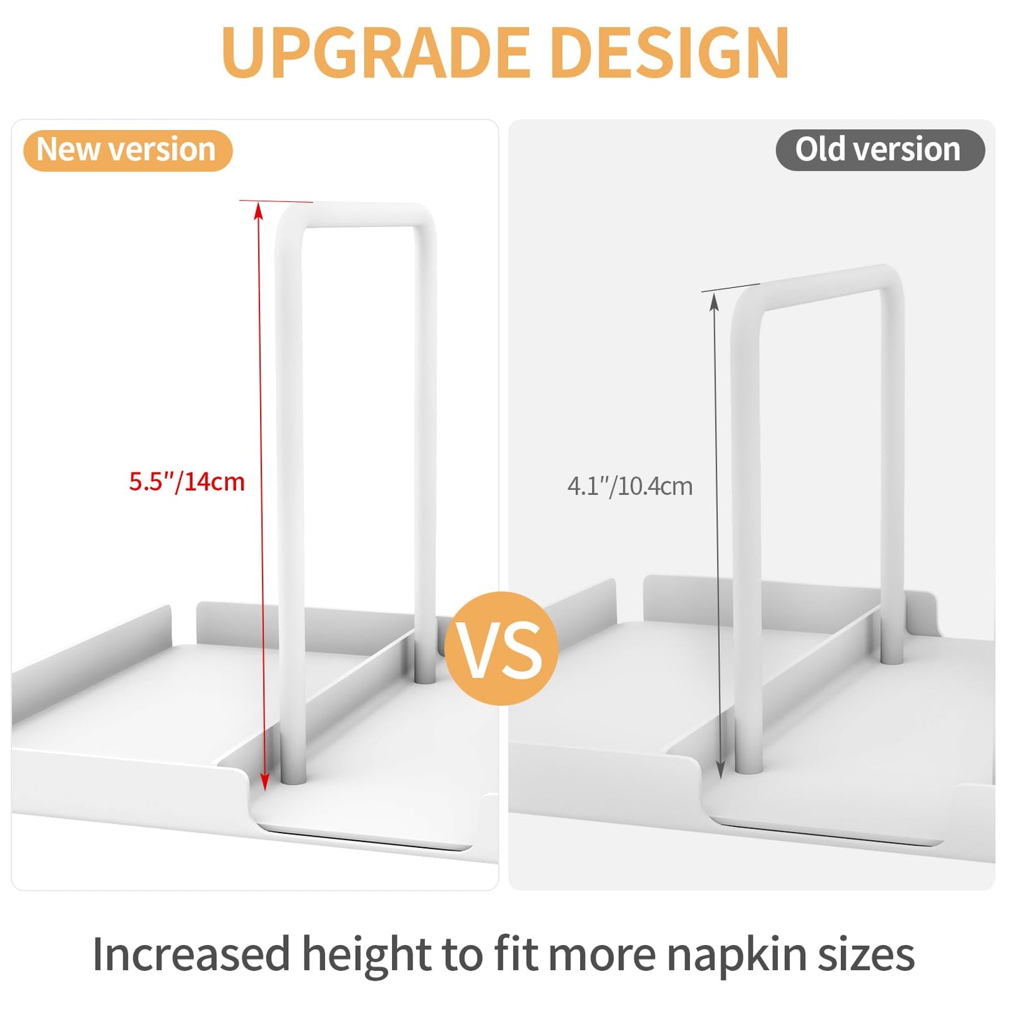 Napkin Holder for Table, Metal Napkin Holder with Salt and Pepper Shakers Caddy, Standing Paper Napkin Storage for Kitchen Dining Table Decor, White