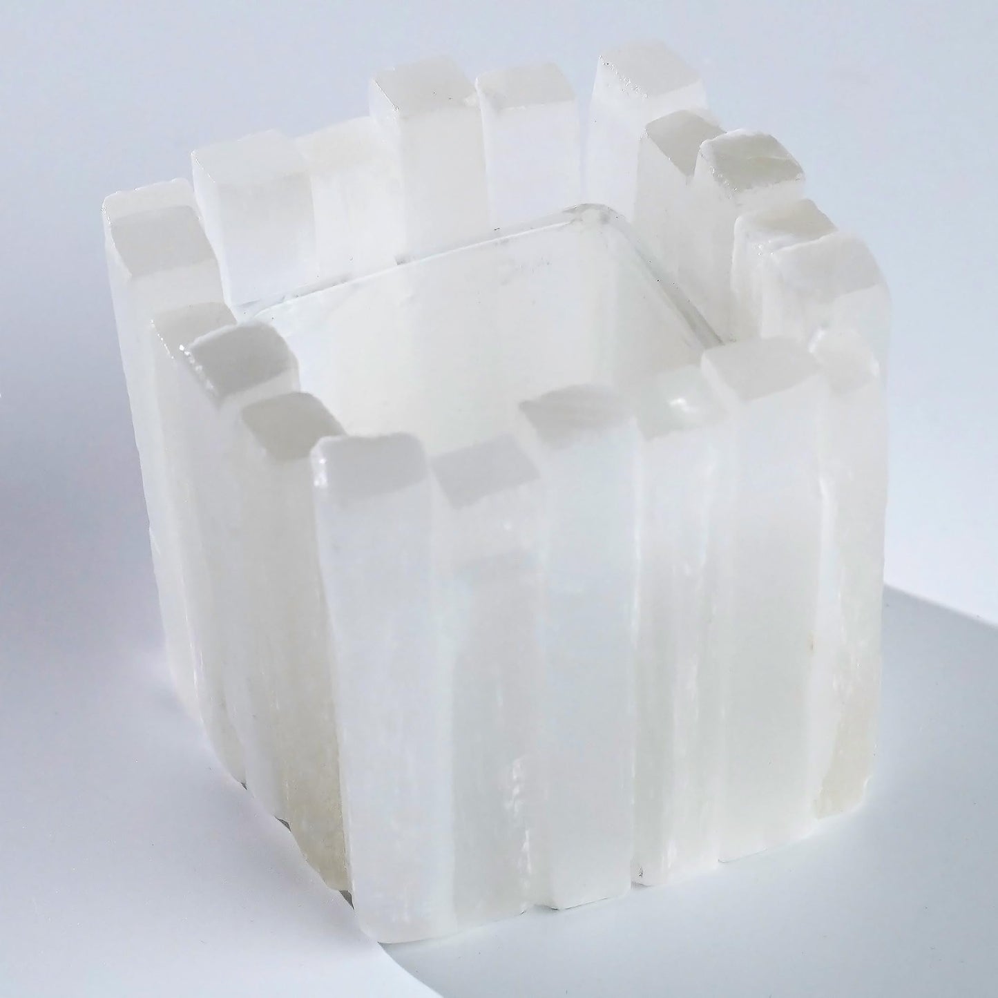 Natural Selenite Candle Holder for Tea Lights Irregularly Arranged Selenite Wand Candlesticks - Elegant Home Decor (Square Candle Holder)