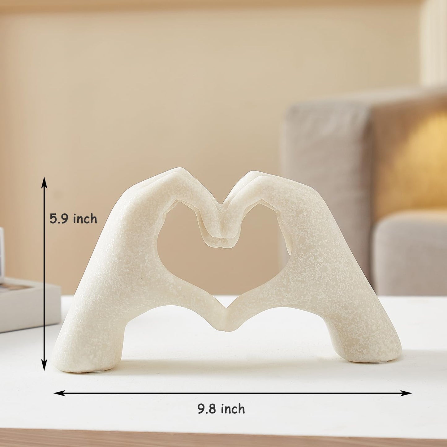 OTARTU Marble Gesture Heart Decoration, Modern Love Statue Finger, Abstract Heart Hands Sculpture Home Wedding Decoration,Shelf Decor