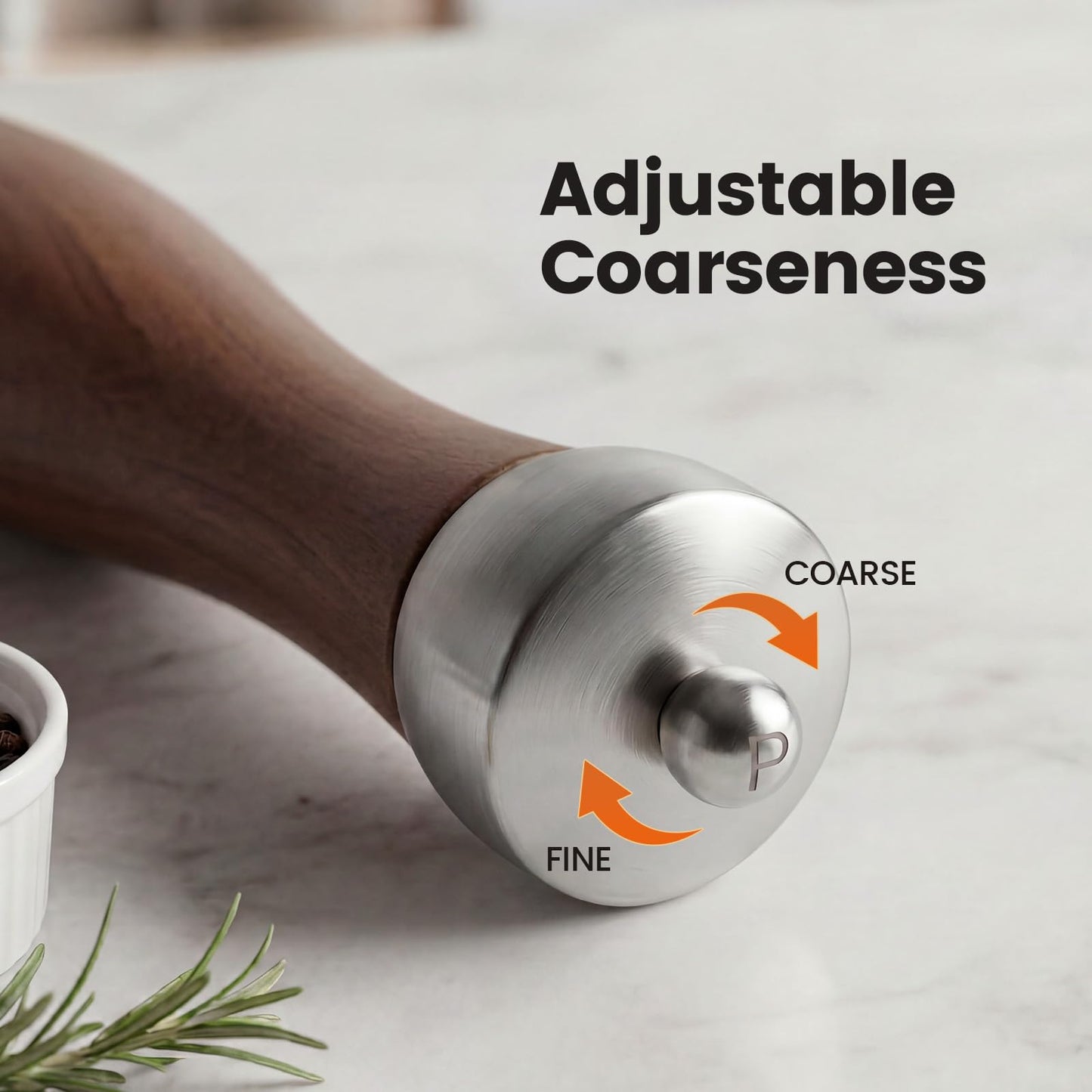 Newise Salt and Pepper Grinder Set, Manual Wooden Salt and Pepper Mills Shakers with Ceramic Core and Wooden Stand, Adjustable Coarseness, Refillable Salt Grinder for Home Kitchen
