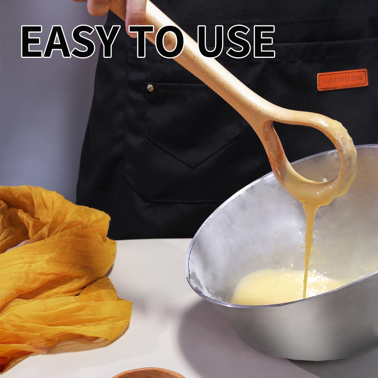 AAEJE 13-Inch Danish Dough Whisk - Wooden for Sourdough Bread Baking Supplies - Traditional Dutch Whisk for Pizza, Pastry, Cake Batter
