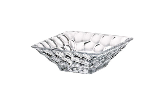 Barski Glass Bowl - Square - Pebbled Textured Exterior Design - 6.7" - for Chocolate - Fruit - Candy - Cookies - Made in Europe
