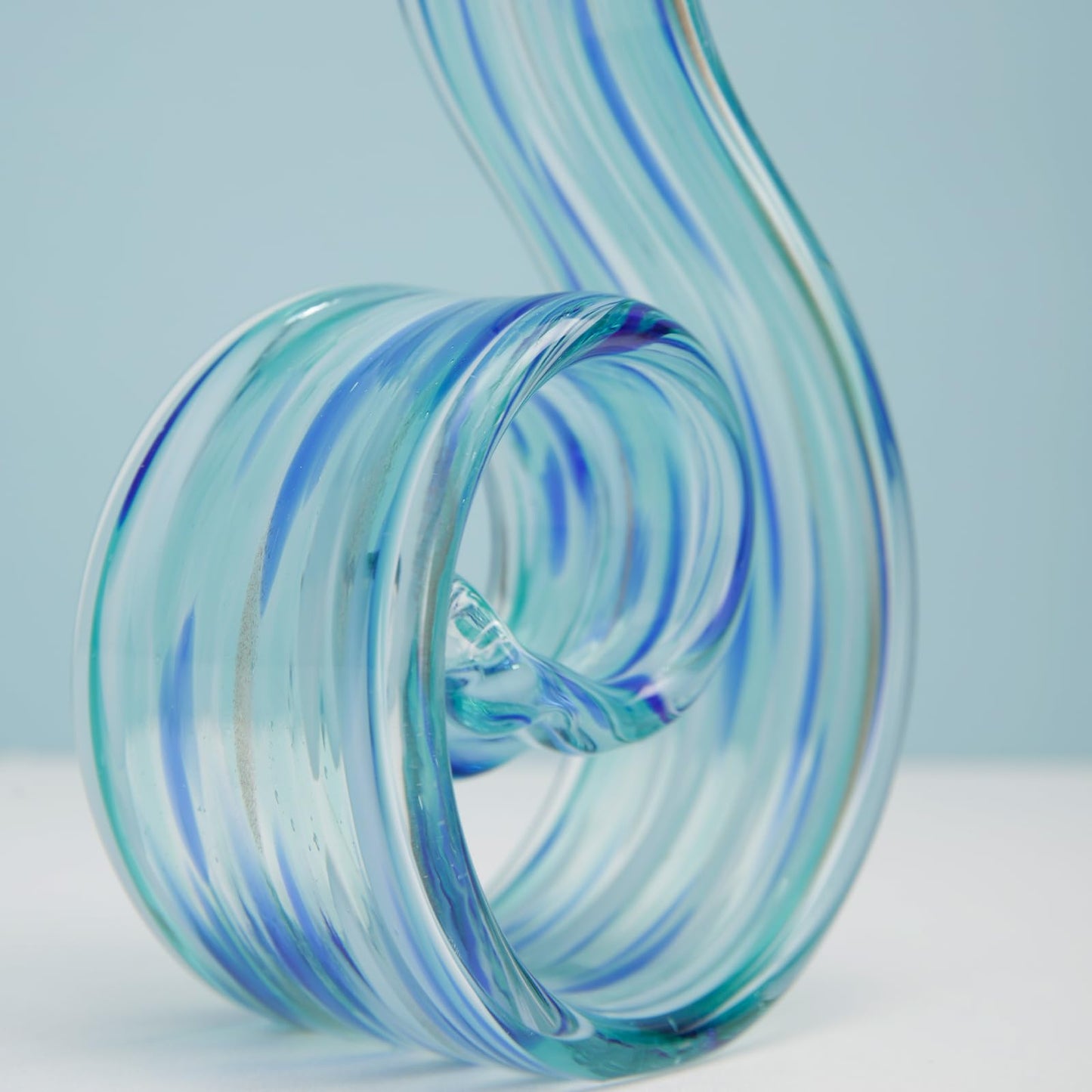 ORRFIDDY 11.4" Tall Hand Blown Glass Sculpture, Murano Style Art Glass Figurine, Modern Coastal Home Decor Accent for Shelf, Table, TV Stand, Living Room Decoration