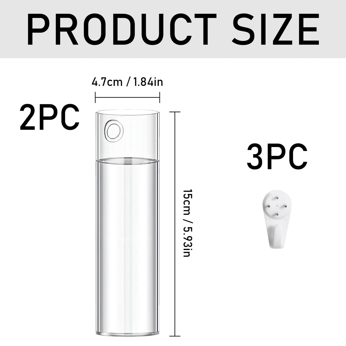 2 Pack Wall Mounted Glass Vase Set with Hooks High Borosilicate Transparent Hanging Flower Vase for Home Decor Dining Table