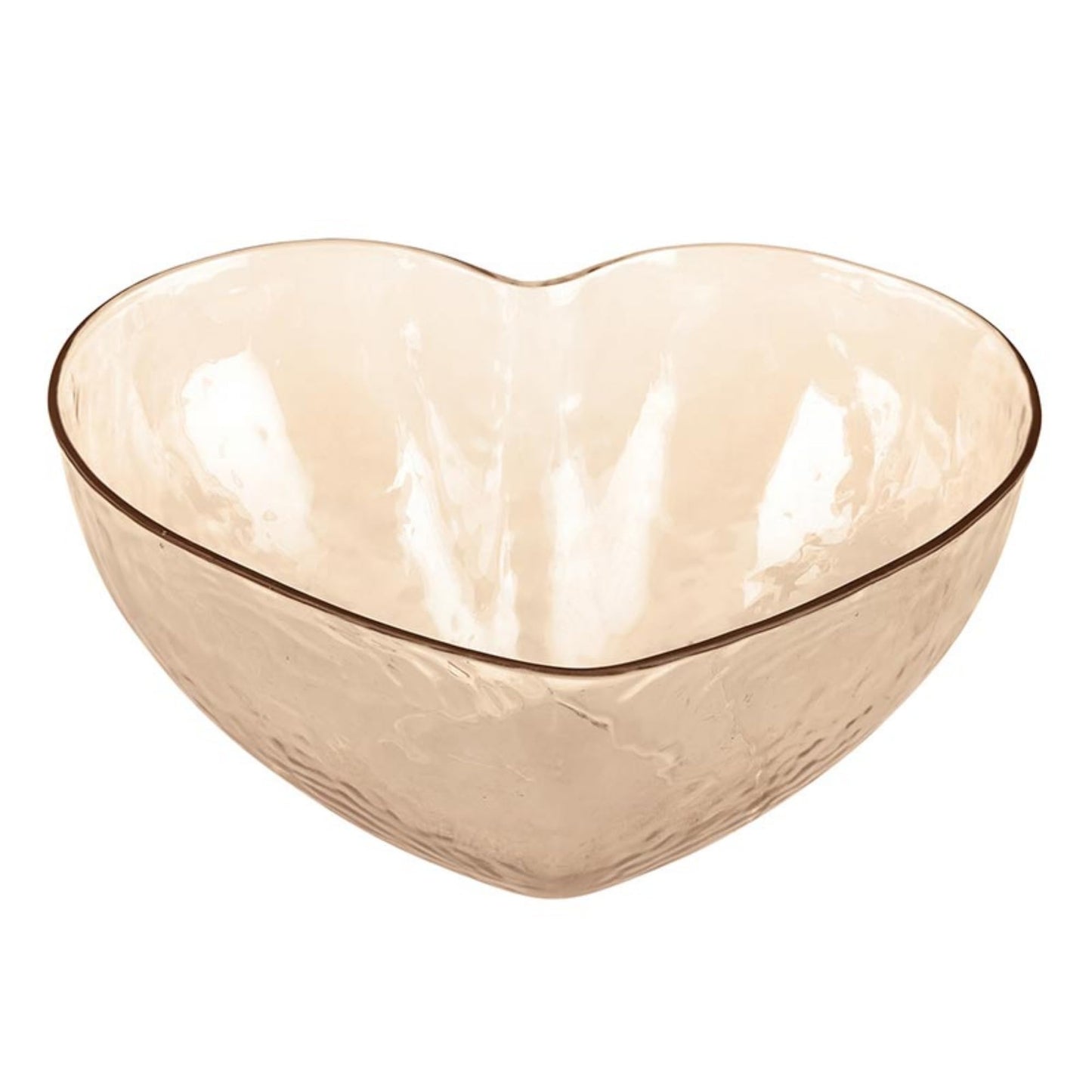 47th & Main Decorative Bowls Heart Shaped Luster Glass Bowl For Home Décor, 4.5" x 4.5" x 2" Deep, Blushing