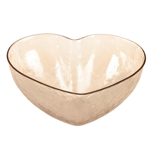 47th & Main Decorative Bowls Heart Shaped Luster Glass Bowl For Home Décor, 4.5" x 4.5" x 2" Deep, Blushing
