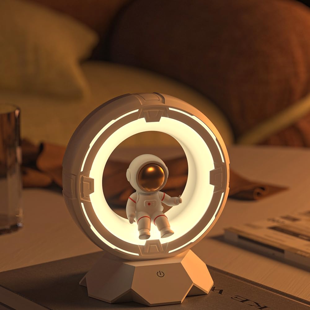 ILLUMYN Night Light Kids, Astronaut Space Night Light Lamp with 9-Level Cold Warm Light Rechargeable Dimmable Tap Touch Nightlight for Kids Children Toddler Bedroom Bedside Livingroom Desktop