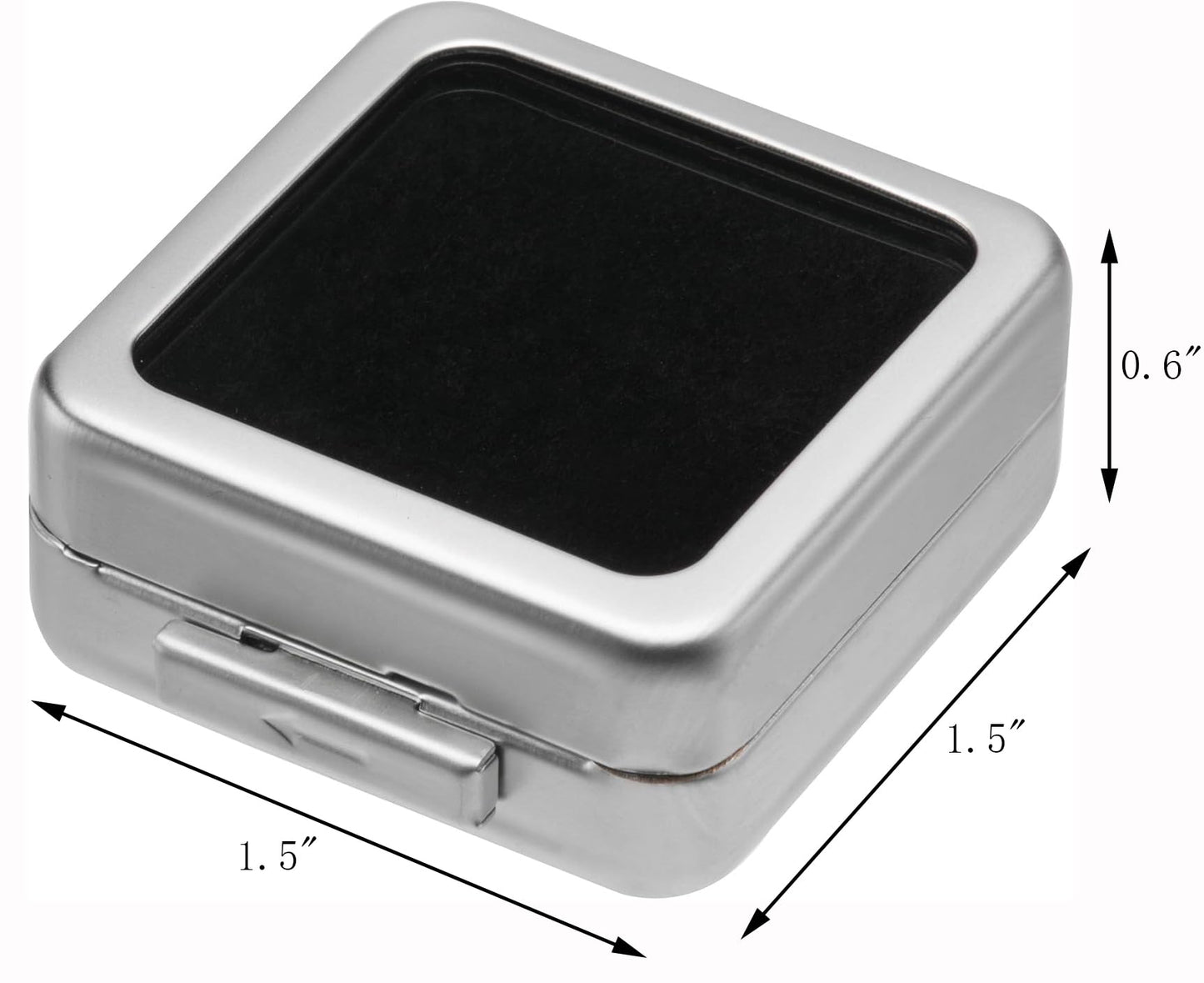 Giftop Glass Top Loose Diamond or Gemstone Display Box Case Holder Show Container Metal (Silver Small)