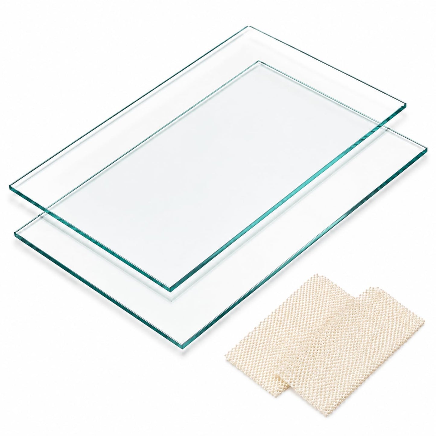 Singhoow 2 Pcs Flat Float Plate Glass 5-1/8in W x 11-7/8in L x 8mm T with 2 Pcs Anti-slip Mats Lapping Plate for Scary Sharp Sharpening System Carving Knives Grinding Polishing Tool