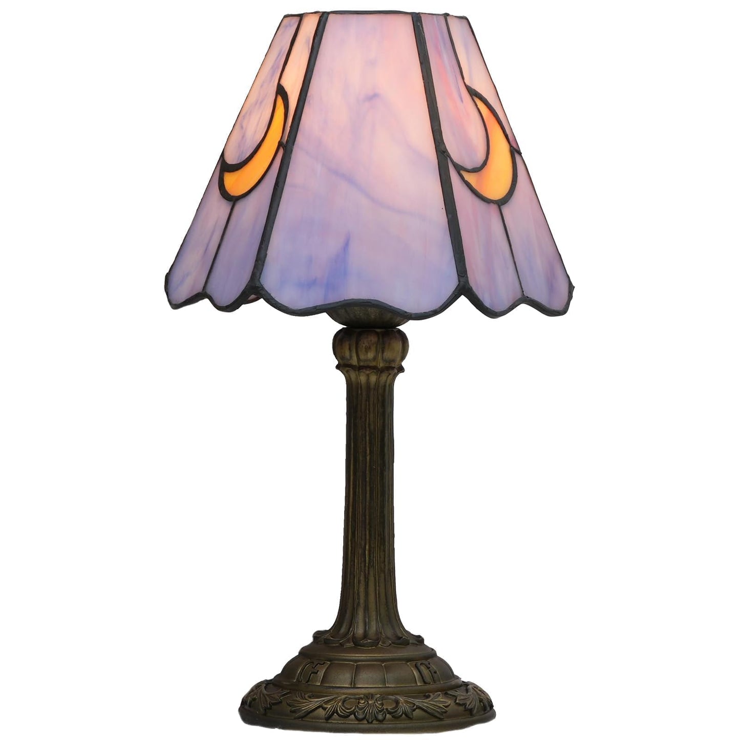 wecrejoni Tiffany Lamp Stained Glass lamp Small Bedside Table Lamps for Living Room Bedroom Dorm Kitchen Home Decor Festival Birthday Gift,Purple Moon
