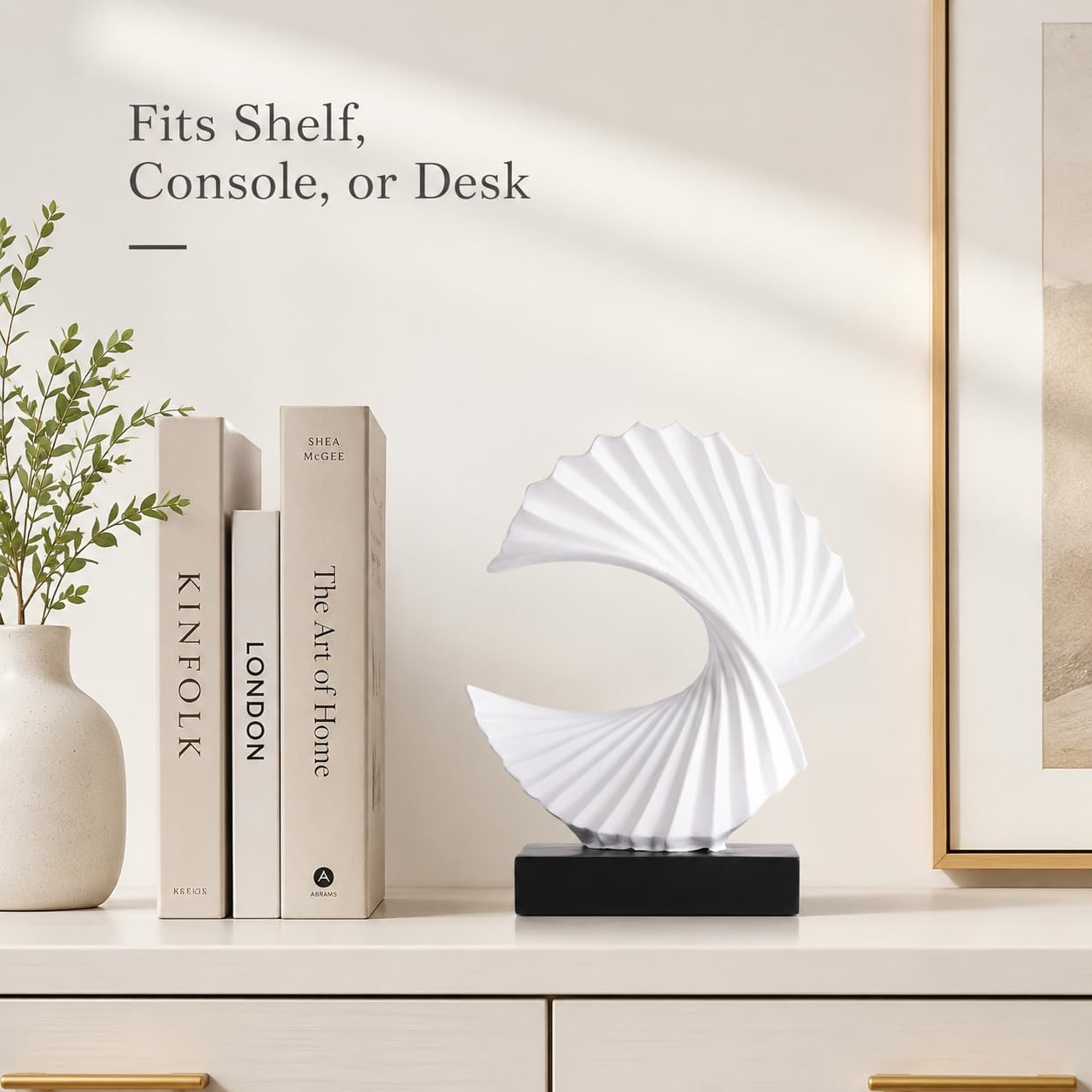 GAOSHENG White Wave Sculpture, Modern Ocean Wave Home Accents, Resin Art Statue for Shelf, Coffee Table, TV Stand Adornos Modernos