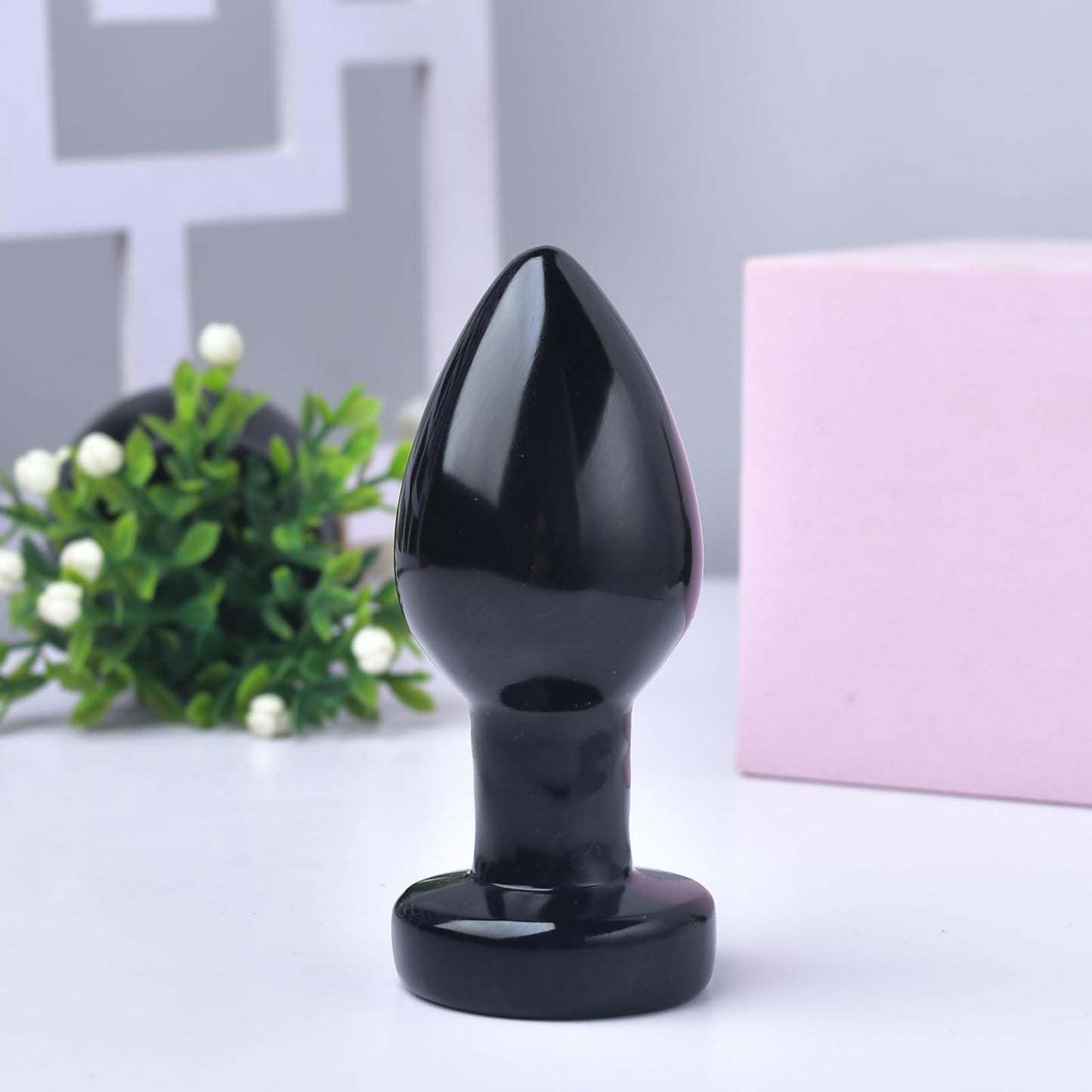 YOUNAIERZX Natural Black Obsidian Crystal Healing Wand, Polished Stone, Teardrop Shape, 4cm Length, Meditation Tool