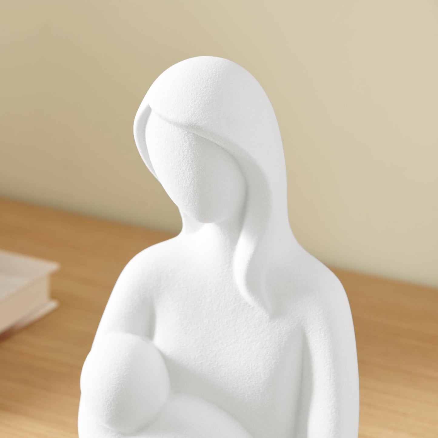 Danya B Hans White Abstract Mother Holding Baby Decorative Accent Matte Ceramic Sculpture Figure Set