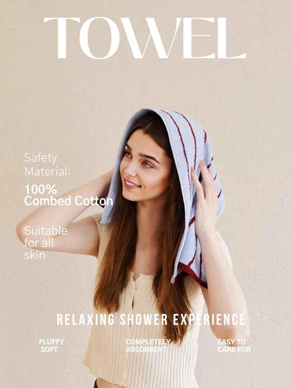 WENSHUO Sea Salt Twilight-Pure Cotton Striped Hand Towel,100% Combed Cotton,Luxury Towel,Super Absorbent(Pack of 1) (29.53" L × 13.39" W)