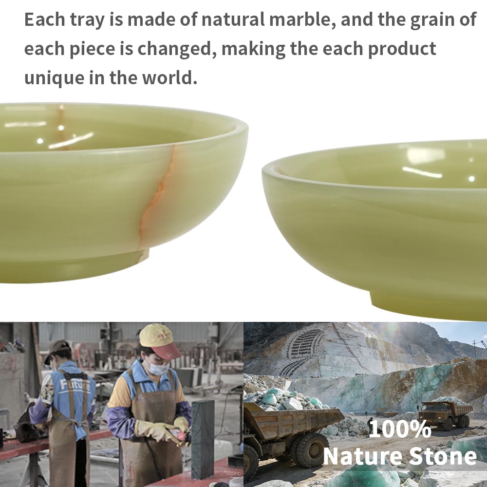 FutureStone Luxury Decorative Marble Bowl for Home Decoration, Green Onyx Key Bowl for Entryway Table, Catchall for Coins, Change, Candy, Organizer Marble Tray
